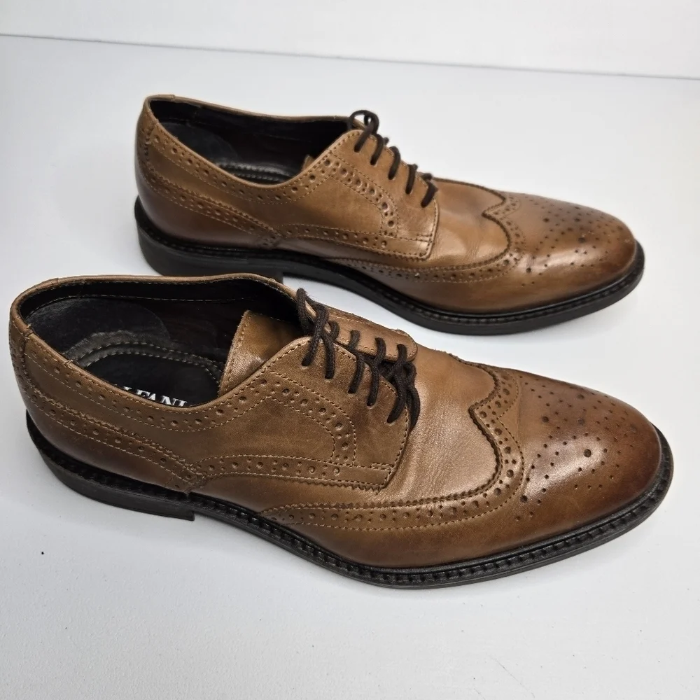 Alfani Men's Geoff Leather Brown Wingtip Oxford Dress Shoes Size 8 WPL 8046